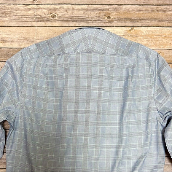 Charles Tyrwhitt White Blue Green Slim Fit French Cuff Button Up Shirt 15.5 35 - Picture 7 of 14